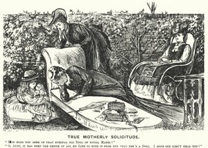 Punch-Karikatur: Wahre mütterliche Sorge (Stich) von George (after) Du Maurier