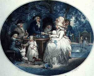 Ein Teegarten, gestochen von Francois David Soiron, veröffentlicht von T. Gaugain von George (after) Morland