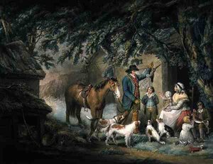 Abend oder Die Rückkehr des Jägers, graviert und veröffentlicht von Joseph Grozer von George (after) Morland
