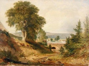 Kanal-Aquädukt überquert einen Bach, ca. 1840-49 von George (attr.) Harvey