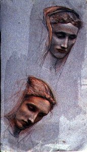 Studie des liegenden Kopfes einer Dame von George 9th Earl of Carlisle Howard