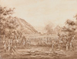 Der große Basar in Flammen, Kabul von George Alfred Croly