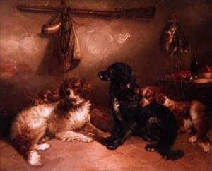 Nach der Jagd - Ein Quartett von Spaniels von George Armfield