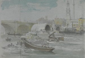 Der Abriss der alten London Bridge von George Arnald