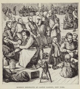 Mormonische Auswanderer im Castle Garden, New York von George Augustus Sala