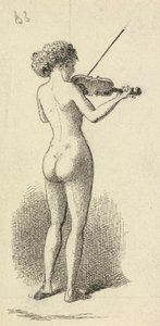Nackte Frau, die Geige spielt