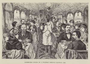 Passagiere speisen in einem Pullman-Salonwagen von George Augustus Sala