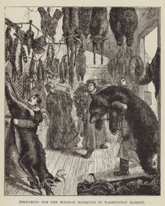 Vorbereitungen für die Feiertagsbankette auf dem Washington-Markt von George Augustus Sala