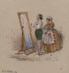Frau beim Ankleiden, mit Dienstmädchen von George Augustus Sala