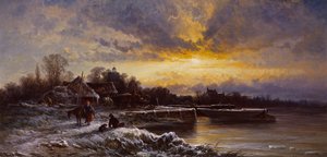 Eine Winterlandschaft, Abend von George Augustus Williams