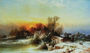 Winterabend am Mole, Surrey von George Augustus Williams