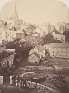 Teil der Stadt und des Hafens von Tenby, 1853 von George B. Stokes