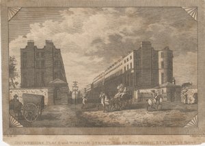 Devonshire Place und Wimpole Street, von der New Road, St. Mary Le Bone von George Barret