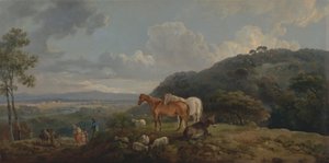 Morgen: Landschaft mit Stuten und Schafen von George Barret