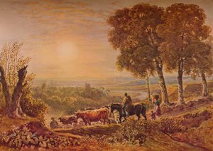 Sonnenuntergang mit Vieh, 1841
