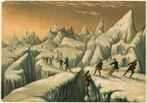 Der Gletscher du Taconnay, aus Der Aufstieg des Mont Blanc von George Baxter