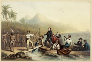 Die Aufnahme von Rev. J. Williams in Tanna in den Südseeinseln, am Tag vor seiner Ermordung