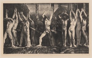 Die Barrikade, erster Stein von George Bellows