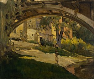 Mädchen unter gewölbter Brücke von George Benjamin Luks