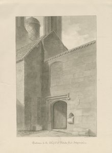 Pillaton Hall - Kapelleneingang: Sepiazeichnung von George Buckler