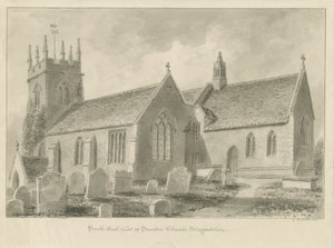 Sandon Kirche: Sepiazeichnung, 1841 von George Buckler