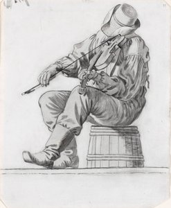 Geiger (Studie für Die fröhlichen Flachbootmänner) (recto) von George Caleb Bingham