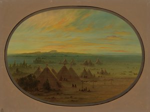Ein Crow-Dorf am Salmon River, 1855-1869 von George Catlin