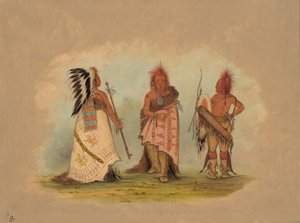 Ein Pawnee-Häuptling mit zwei Kriegern