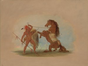 Ein Pawnee-Krieger opfert sein Lieblingspferd von George Catlin