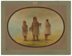 Ein steinerner Krieger, seine Frau und ein Junge von George Catlin