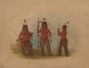 Aleutischer Häuptling und zwei Krieger