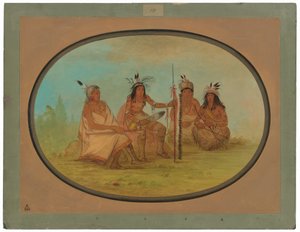 Ein alter Ojibbeway-Häuptling und drei Krieger von George Catlin