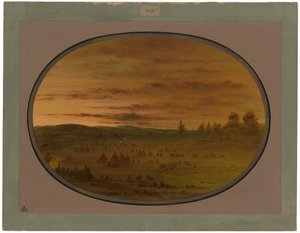 Ein Indianerlager bei Sonnenuntergang von George Catlin
