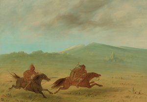 Ein Osage-Indianer verfolgt einen Camanchee von George Catlin
