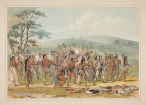 Bogenschießen der Mandans, Tafel 24 aus dem Nordamerikanischen Indianer-Portfolio