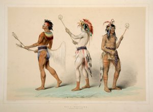 Ballspieler, veröffentlicht 1845, Farblithographie von George Catlin