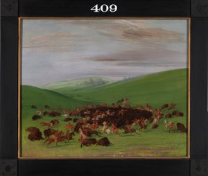 Büffeljagd, ein Umzingeln durch die Hidatsa von George Catlin