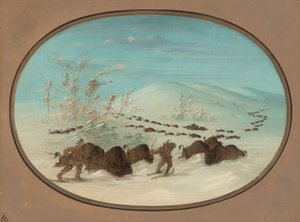 Büffeljagd in den Schneeverwehungen - Ojibbeway, 1861-1869 von George Catlin