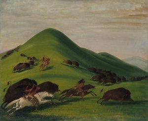 Büffeljagd über Prärieklippen, 1832-1833 von George Catlin