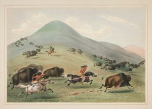 Büffeljagd, Verfolgung, Platte 6 aus dem Nordamerikanischen Indianer-Portfolio