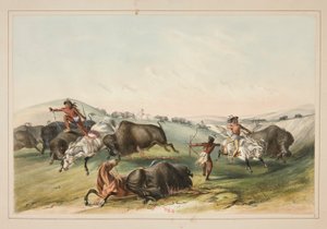 Büffeljagd, Verfolgung, Platte 7 aus dem Nordamerikanischen Indianer-Portfolio
