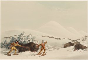 Büffeljagd auf Schneeschuhen von George Catlin