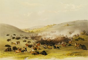 Büffeljagd, Umzingelung, ca. 1832 von George Catlin