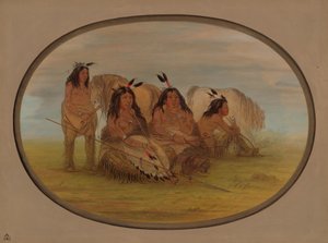 Camanchee-Häuptling mit drei Kriegern, 1861-1869 von George Catlin