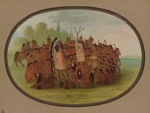 Catlin malt das Porträt von Mah-to-toh-pa - Mandan, 1861-1869