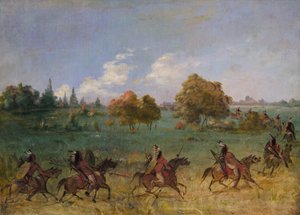 Komantschen-Kriegspartei auf dem Marsch, Voll Ausgerüstet von George Catlin