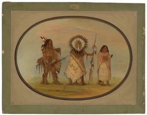 Crow-Häuptling, seine Frau und ein Krieger von George Catlin