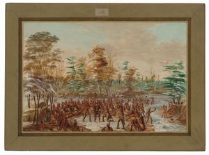 De Tonty bittet um Frieden im Irokesen-Dorf. 2. Januar 1680 von George Catlin