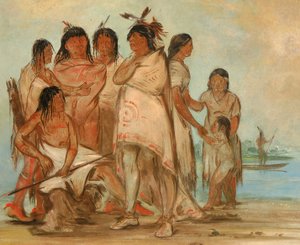 Du-cór-re-a, Häuptling des Stammes, und seine Familie von George Catlin