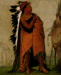 Eé-hee-a-duck-cée-a, Der sein Haar vorne bindet von George Catlin